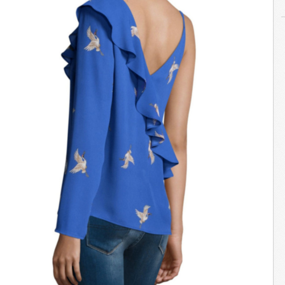 NEW Belle +Sky Blue Asymmetrical Raffle Top - Picture 2 of 4